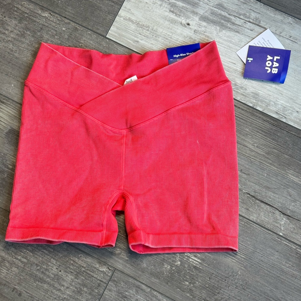 Joy Lab high rise biker shorts ribbed paradise pink NWT